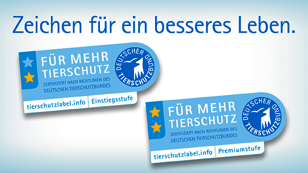 Label "Für mehr Tierschutz" des Deutschen Tierschutzbundes