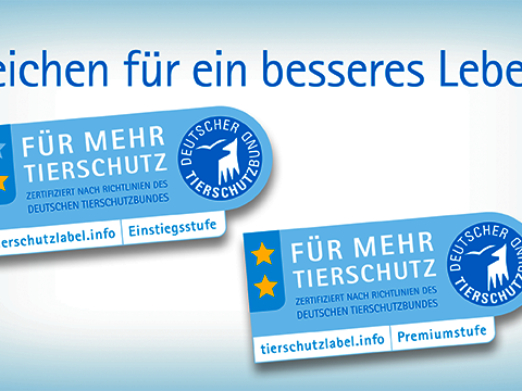 Label "Für mehr Tierschutz" des Deutschen Tierschutzbundes