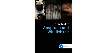 Cover des Buchs "Tierschutz: Anspruch und Wirklichkeit", mit mehreren Fotos von Missständen 